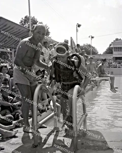 US Navy Frogmen Idle Hour Park Phenix City Alabama 1955 Original 4x5 Negative - Picture 1 of 1
