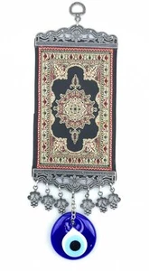 Handmade Turkish Carpet Wall Hanging - Evil Eye - Nazar Alloy - Picture 1 of 5