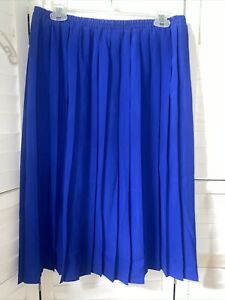 VTG Leslie Fay Dresses Petite Royal Blue Skirt Pleated Midi Pull On Sz 14P