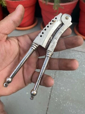 Antique Old Brass Hand Carved Betel Nut Cutter Rare Parrot Figure Sarotta Knife - Image 1 of 4