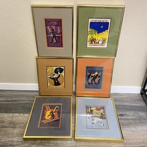 New Orleans Jazz Heritage Festival Poster Cards 1975-1981 Metal Gold Frame Lot 6 - Picture 1 of 16