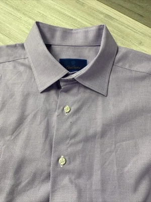 David Donahue Mens Shirt Sz 17.5” X 36/37” Plain Purple  - Image 1 of 4