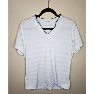  Lady Hagen Women's XL Extra Large V neck Empower Neck Trim SS Polo Calm Blue - Image 1 of 4