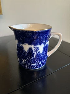 Flow Blue Blue Willow Mini Krug Blythe Porzellan 1905-1913 Gold Weihnachten - Bild 1 von 10