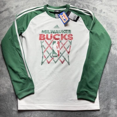 Camiseta deportiva vintage de los Milwaukee Bucks para niños grande blanca verde Adidas baloncesto NBA Foto 1 de 4