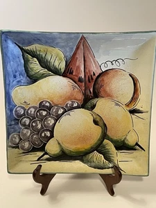 Majolika Santa Rosa Guanajuato Mexiko Quadratisch Dekorativ Obst Wandteller 10" - Bild 1 von 10