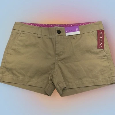 MERONA Women’s 4 Khaki Tan Cotton Shorts - Image 1 of 3
