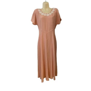 Molly Malloy Vintage Peach Gauze Maxi Dress Size 8 Cottagecore Boho Festival - Picture 1 of 10