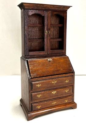 Vintage Doll House Miniature 1:12 Scale DROP DOWN DESK SECRETARY Drawers Open - Image 1 of 4