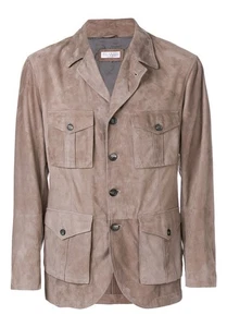 BRUNELLO CUCINELLI Men's Suede Leather Safari Jacket Blazer Coat L RRP £4,250 - Picture 1 of 8
