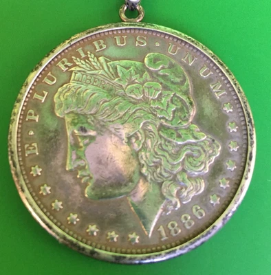 Anhänger Silber Münzanhänger Morgan Silver One Dollar USA  1886 mit Kette - Bild 1 von 4