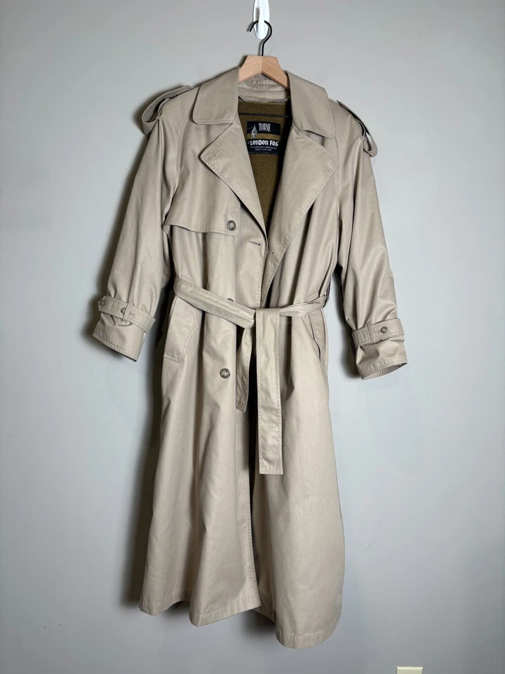 Винтажный Towne на London туман женщин желтовато-коричневый съемный вкладыш подпоясанный Тренч размер 8 - Изображение 1 из 4