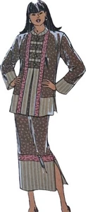 1980s Mandarin Coat Oriental Skirt Kwik Sew Sewing Pattern 2673 Martensson - Bild 1 von 3