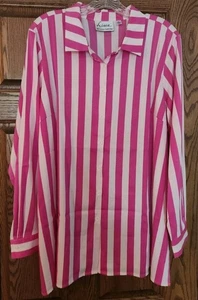 Linea by Louis Dell'Olio rosa-weiß gestreifte Bluse mit Knopfleiste Gr. XL - Bild 1 von 8