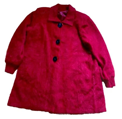 Cardigã Venesha Vintage 80% Angorá Peludo Comprimento Médio Suéter Macio Fofo M - Imagem 1 de 2