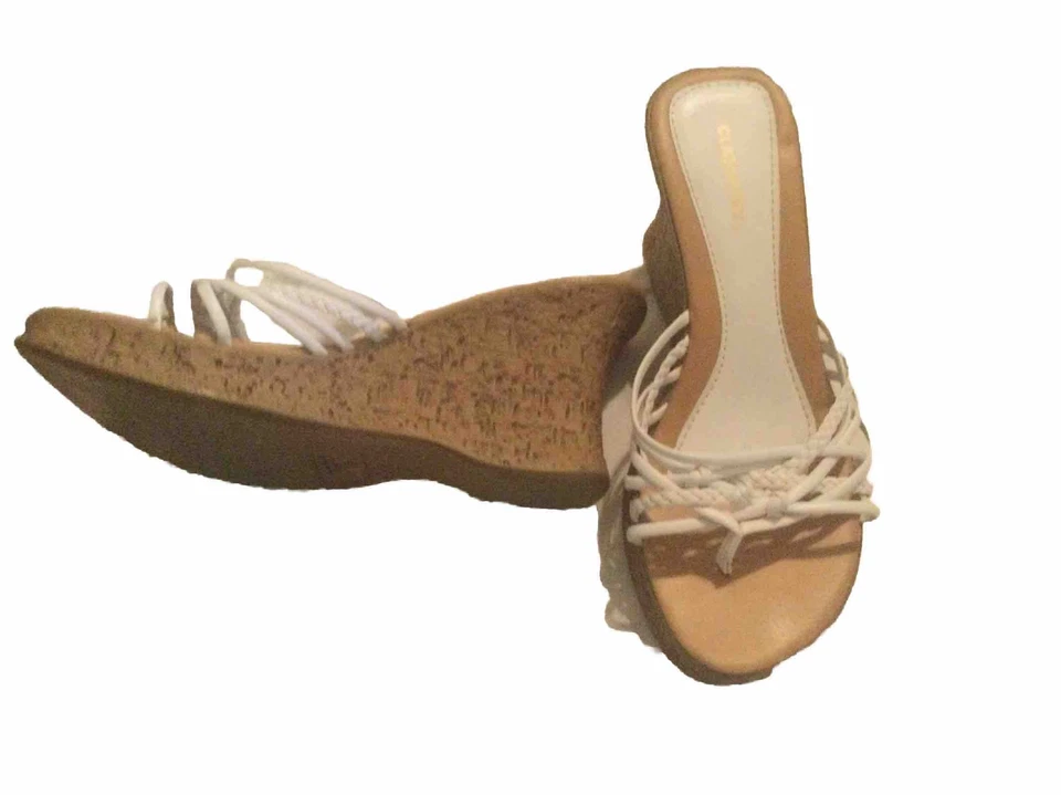 Sandalias de tacón de cuña de corcho blanco CLASIFICADAS talla 8-1/2 Foto 1 de 1