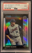 PSA 9 Troy Glaus 1999 Bowman Chrome GOLD Refractor #341 Anaheim Angels #13/25