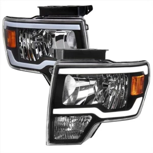09-14 Ford F150 Black Housinging Headlight w/Outline Fiber DRL Upgrade Lamp - Bild 1 von 4