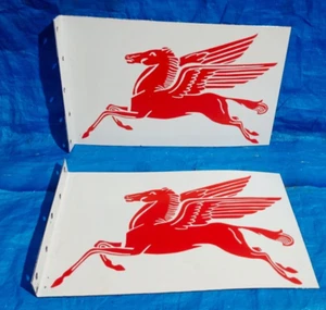 2 Mobil Pegasus Porcelain Enamel Sign 18 X 10 Inches 2 Sides - Picture 1 of 9