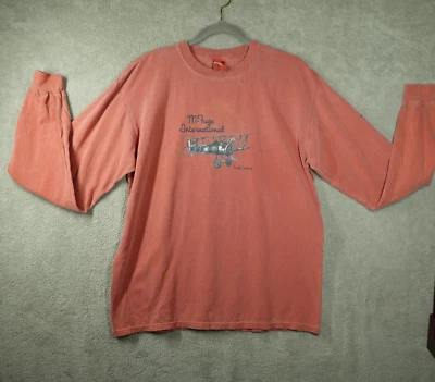 Vintage M Fuge Biplane Mens T Shirt L Anvil Long Sleeve Brown Cotton USA Flyer - Image 1 of 4