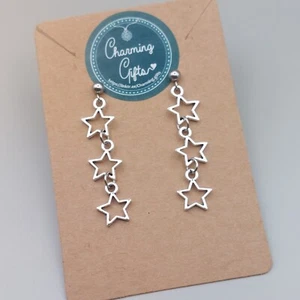 Star Dangle Earrings β Handmade Tibetan Silver Celestial Gift for Friends - Picture 1 of 48