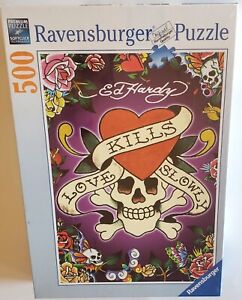 Ravensburger Puzzle Ed Hardy Love Kills Slowly 146291 Tattoo Art 500 PC NEW 2009