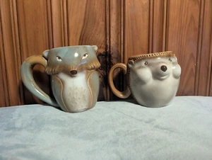Fox & Hedgehog Keramik Stonewear Kaffeetassen 3D Übergröße 2 Stück - Bild 1 von 12