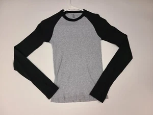 Long Sleeve Shirt Black and Gray Brandy Melville Size 21 5A - Picture 1 of 12
