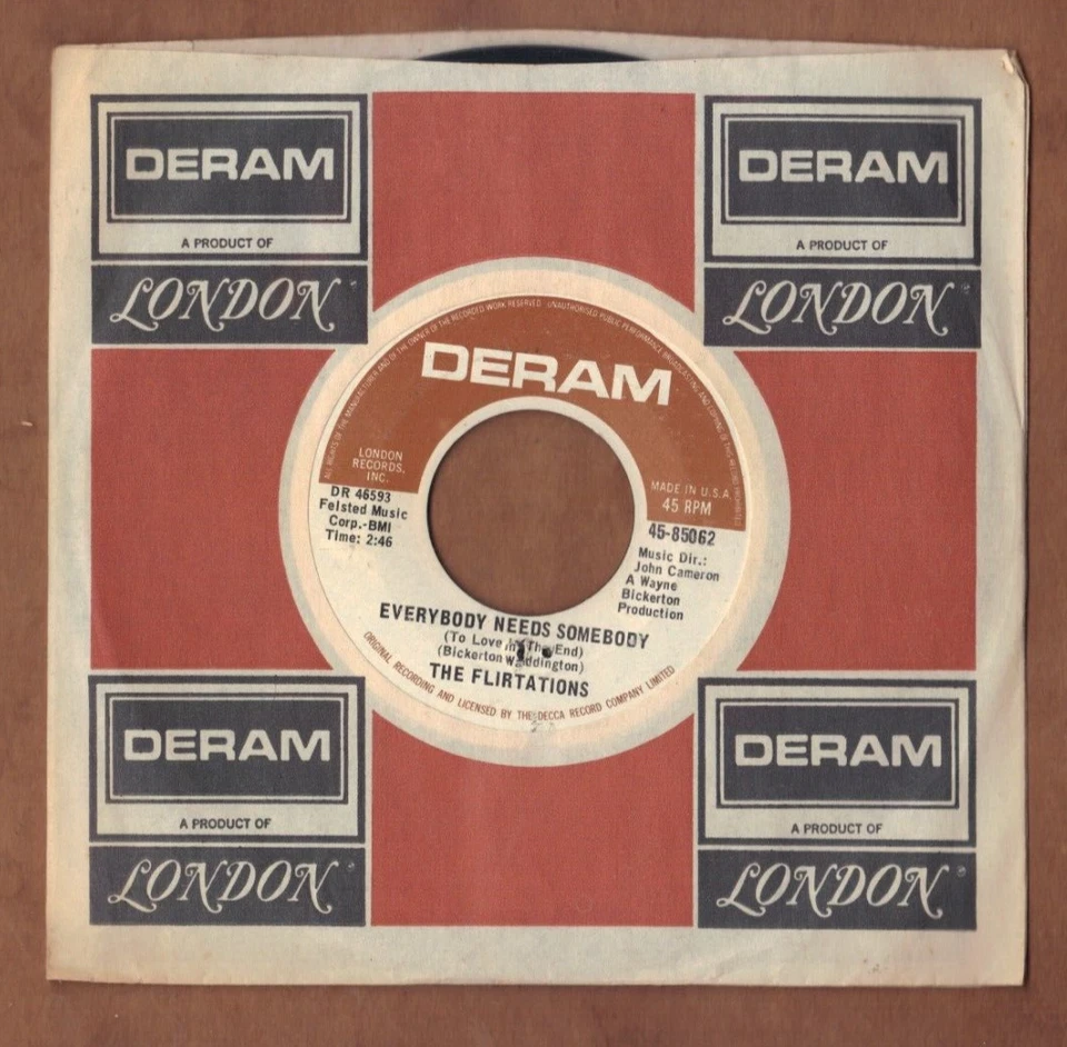 THE FLIRTATIONS - Can't Stop Loving You + Everybody - DERAM 70s soul 45  NICE - Image 1 of 1