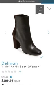 Delman Nyla Black Leather Ankle Boots Shoes _ size 7.5 - NEW - Picture 1 of 12