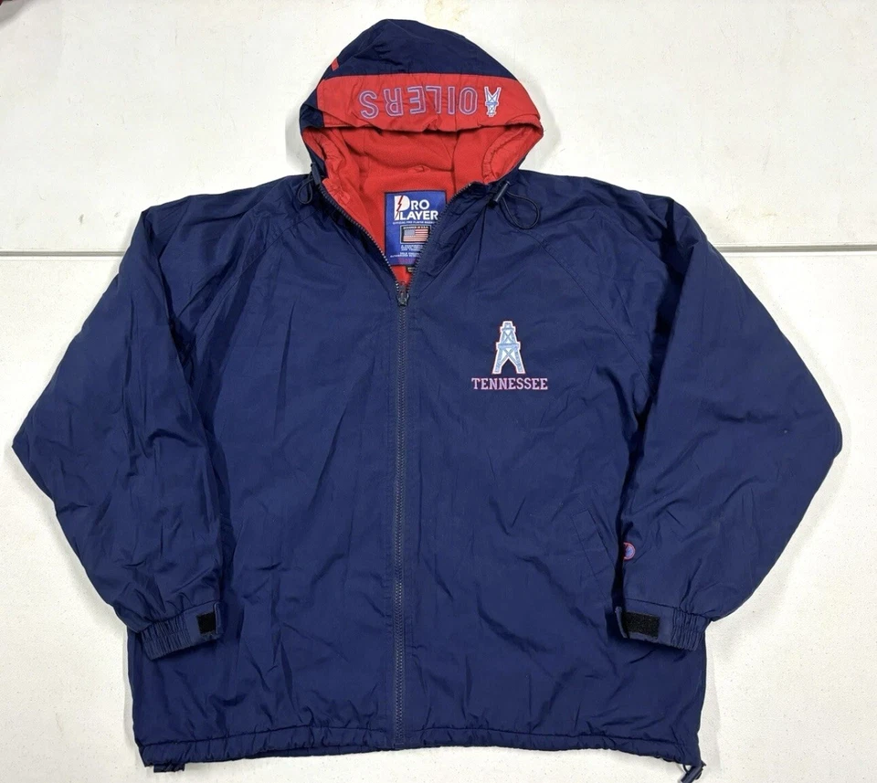 Vtg NFL Tennessee Oilers Logo 7 Large Pro Player Hood Jacket Houston RARE XXL - Image 1 of 4