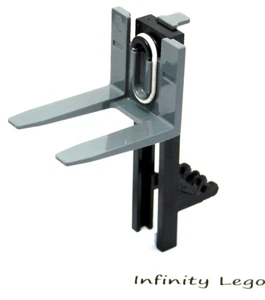 LEGO Dark Grey Forklift Forks w/ Black Rails Locking 4 Stubs w/ Belt 4518 45707 - Bild 1 von 3