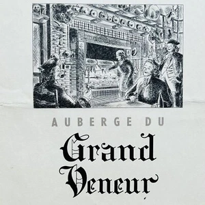 VTG 1960s AUBERGE DU GRAND-VENEUR HUNTING LODGE Restaurant Menu BARBIZON FRANCE - Picture 1 of 7