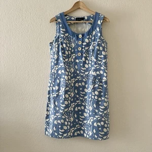 BODEN BLUE/WHITE SLEEVELESS FLORAL PRINT SHIFT DRESS Size 14 - Picture 1 of 4