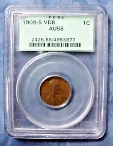 UNITED STATES OF AMERICA 1909 SVDB LINCOLN CENT PENNY OGH PCGS CERTIFIED AU58 - Picture 1 of 3