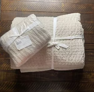 Pottery Barn Pick-Stitch Handarbeit Baumwolle Leinen King/CK mit 1 Euro Schein Flachs Lesen - Bild 1 von 8