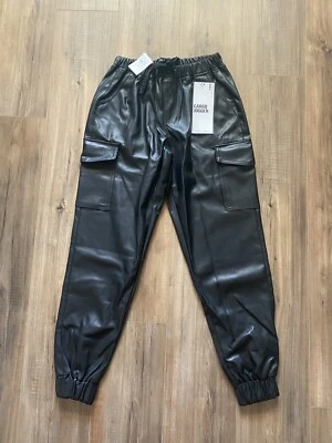 Joggers cargo de cuero casi famosos con cintura elástica y cordón talla S Foto 1 de 3