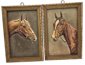 Vintage J. Rivst 1930s Trapunto Stuffed 3D Image Signed Palomino Chestnut Sorrel - Picture 1 of 11