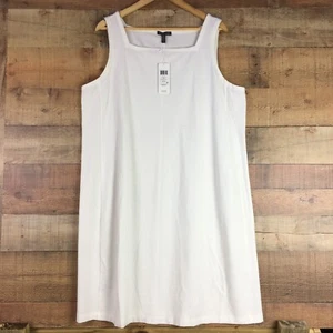 NUEVO Vestido sin mangas midi sin mangas Eileen Fisher marfil lavable elástico crepé talla XL - Imagen 1 de 17