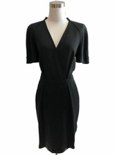 N6 STELLA MCCARTNEY Designer Dress Size 46 US Size 12  Black Solid Sheath 