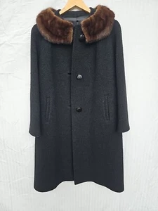 Vintage 1950s or 60's Mink Collar Coat - Picture 1 of 11