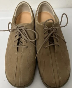 Apex Women’s Shoes Y790W Size 8.5 Leather Oxford Nubuck Beige Diabetic Comfort - Picture 1 of 11