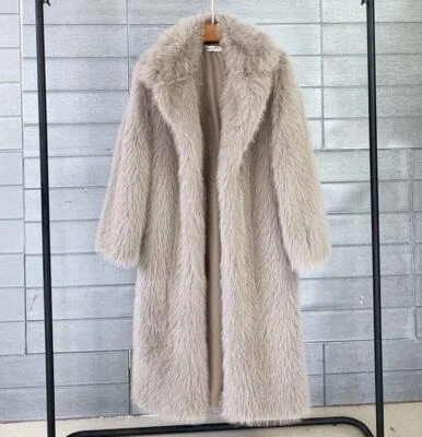 Chaqueta de piel sintética con solapa para mujer Occidente suelta abrigo de longitud media abrigo cálido calce ajustado Foto 1 de 4