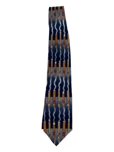 Raffe' Men Size 59in x 4in Tie Multicolor Novelty Has Cigar Smoking made of Silk - Picture 1 of 8