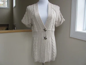 Josephine Brand Women's Beige Short Sleeve Cotton Cardigan size L - Picture 1 of 6