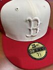 Boston Red Sox 59Fifty Fitted Two Tone Red White Hat 7 5/8 New 04 World Series