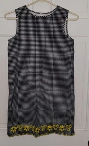 COPPER KEY Black Gingham Check Yellow Sunflower floral Cotton Dress. Girls 10 - Picture 1 of 5