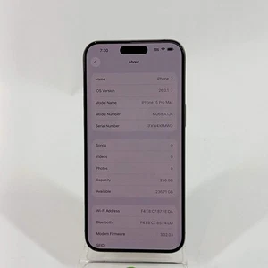 Apple iPhone 15 Pro Max 256 GB sbloccato titanio naturale MU683LL/A - Foto 1 di 7