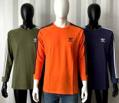 MEN'S ADIDAS ORIGINALS TEE LONG SLEEVE TOP THREE STRIPE T-SHIRT  L,2XL ,SALE - Imagem 1 de 4