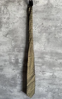 Gravata vintage Rochester Couture bronze geométrica italiana de seda - Imagem 1 de 3